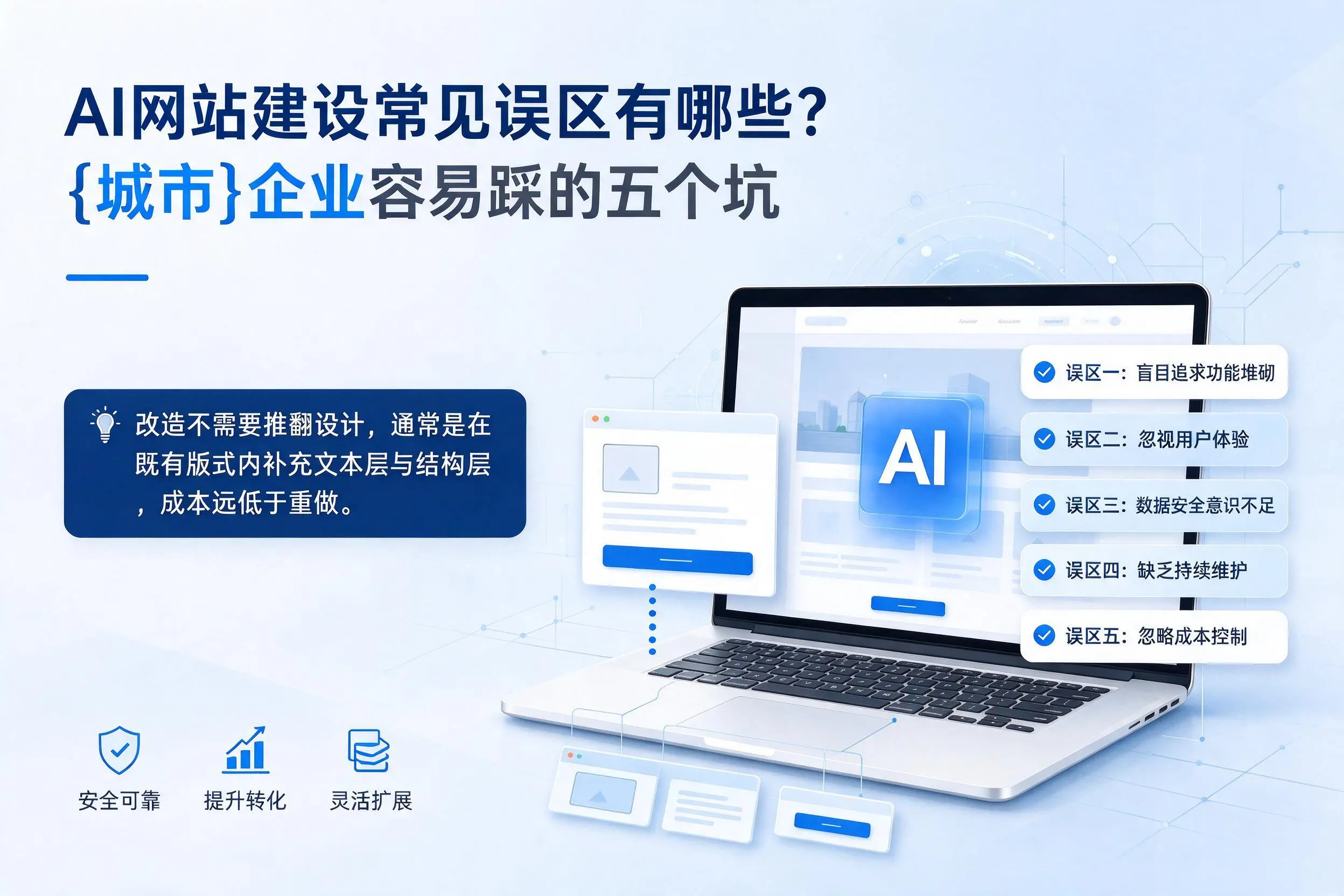 AI网站建设常见误区有哪些？北海企业容易踩的五个坑