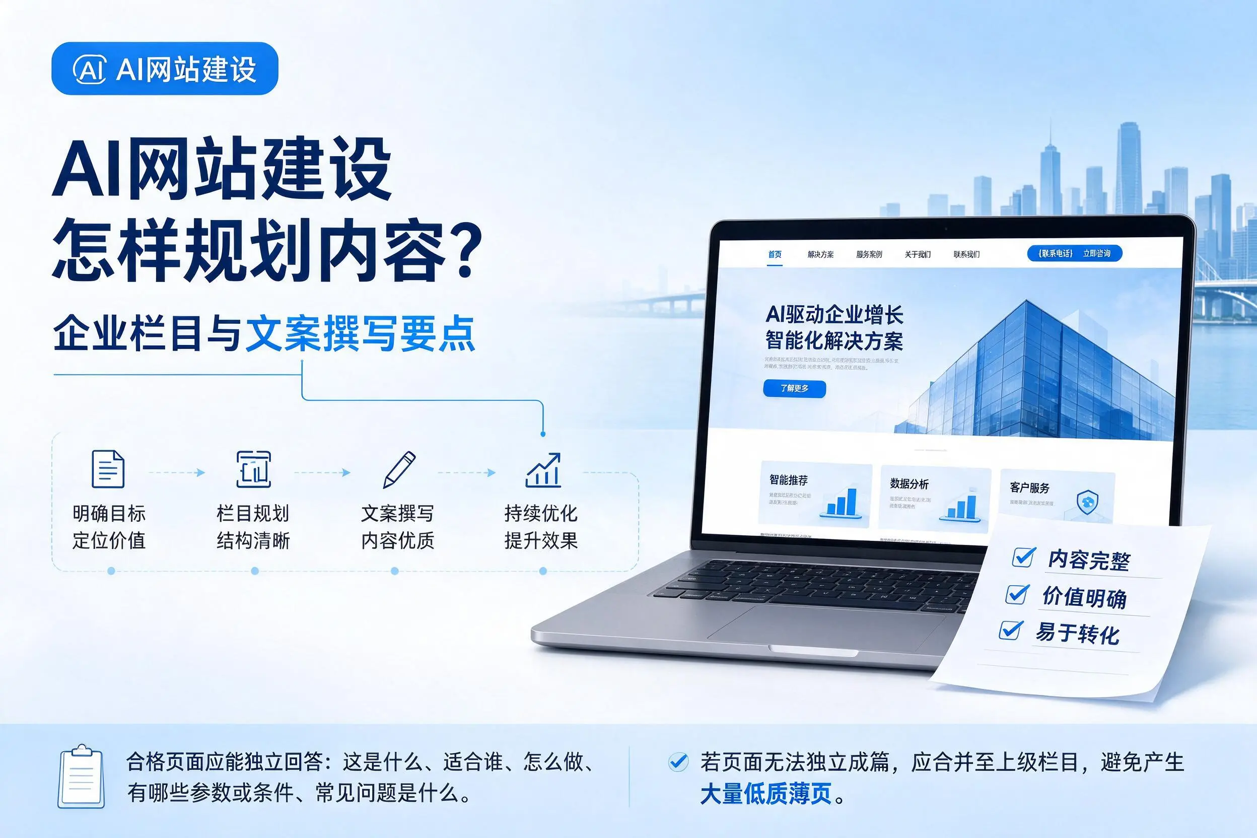 AI网站建设怎样规划内容?北海企业栏目与文案撰写要点