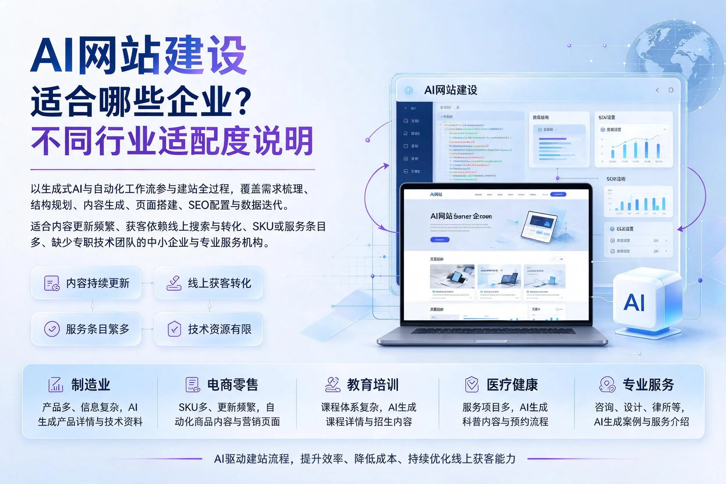 AI网站建设适合哪些企业？北海不同行业适配度说明